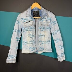 Philipp Plein Couture Signature Light Blue Jean Jacket